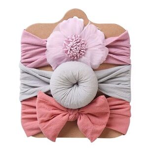 Pink and Gray Kids Headband Set